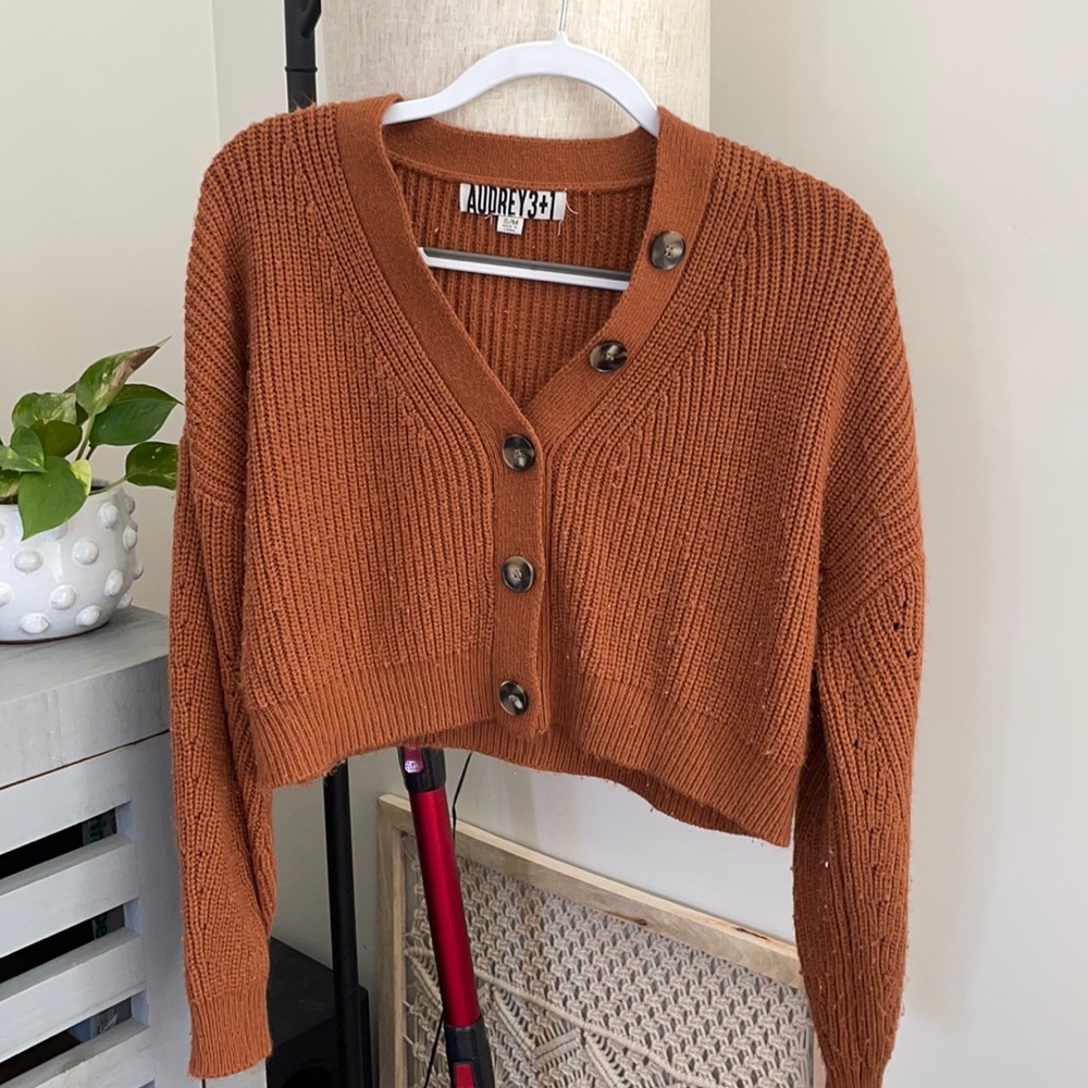 Brown/Orange Button Sweater